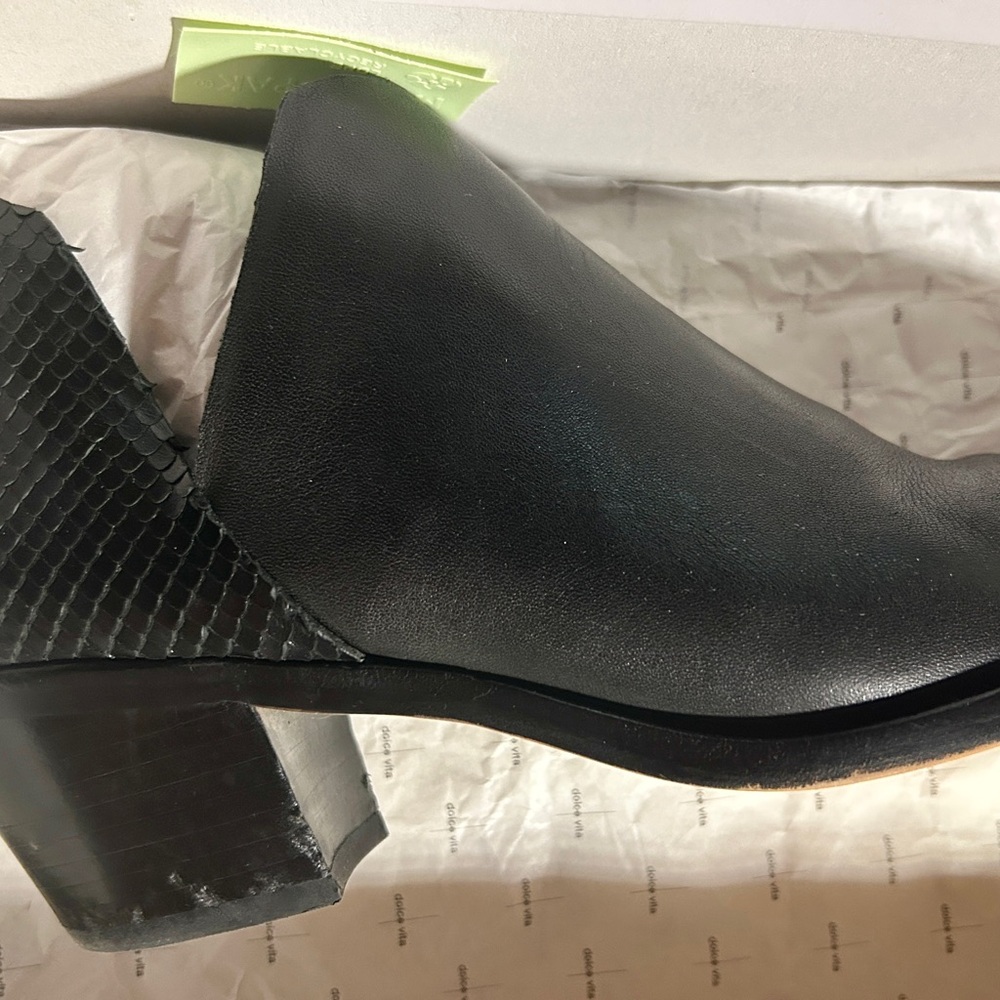 Dolce Vita Black Textured Heeled Boots - Picture 7 of 10